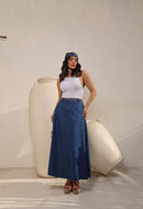Saia Jeans Longa Evasê