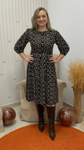 Vestido Midi Floral Manga 3/4 Acinturado